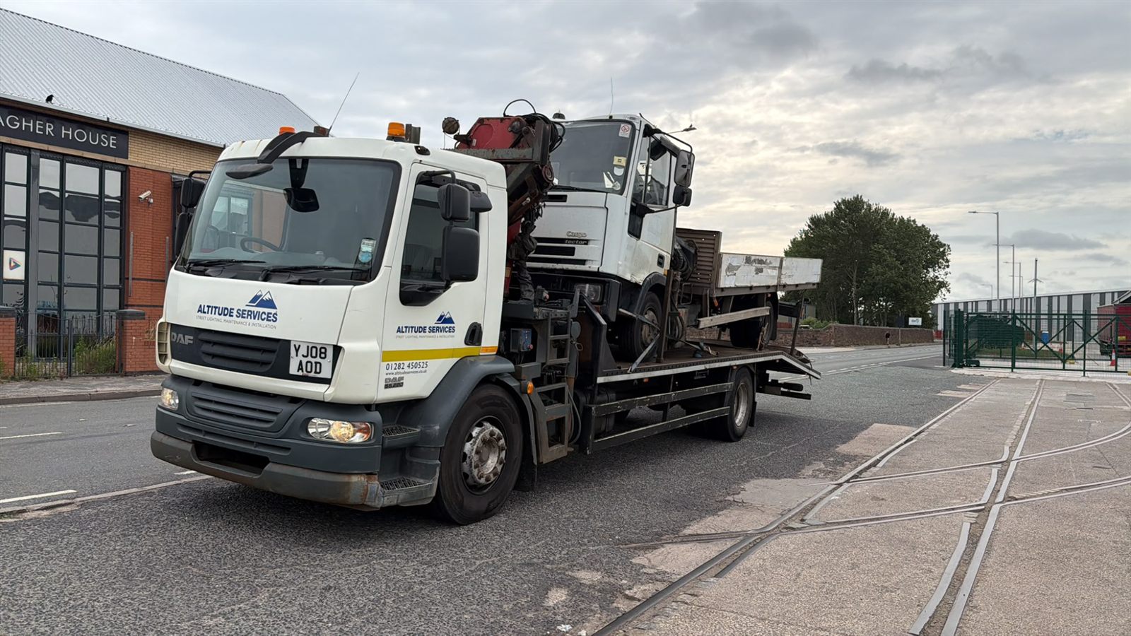 Lorry being collected on our recovery truck